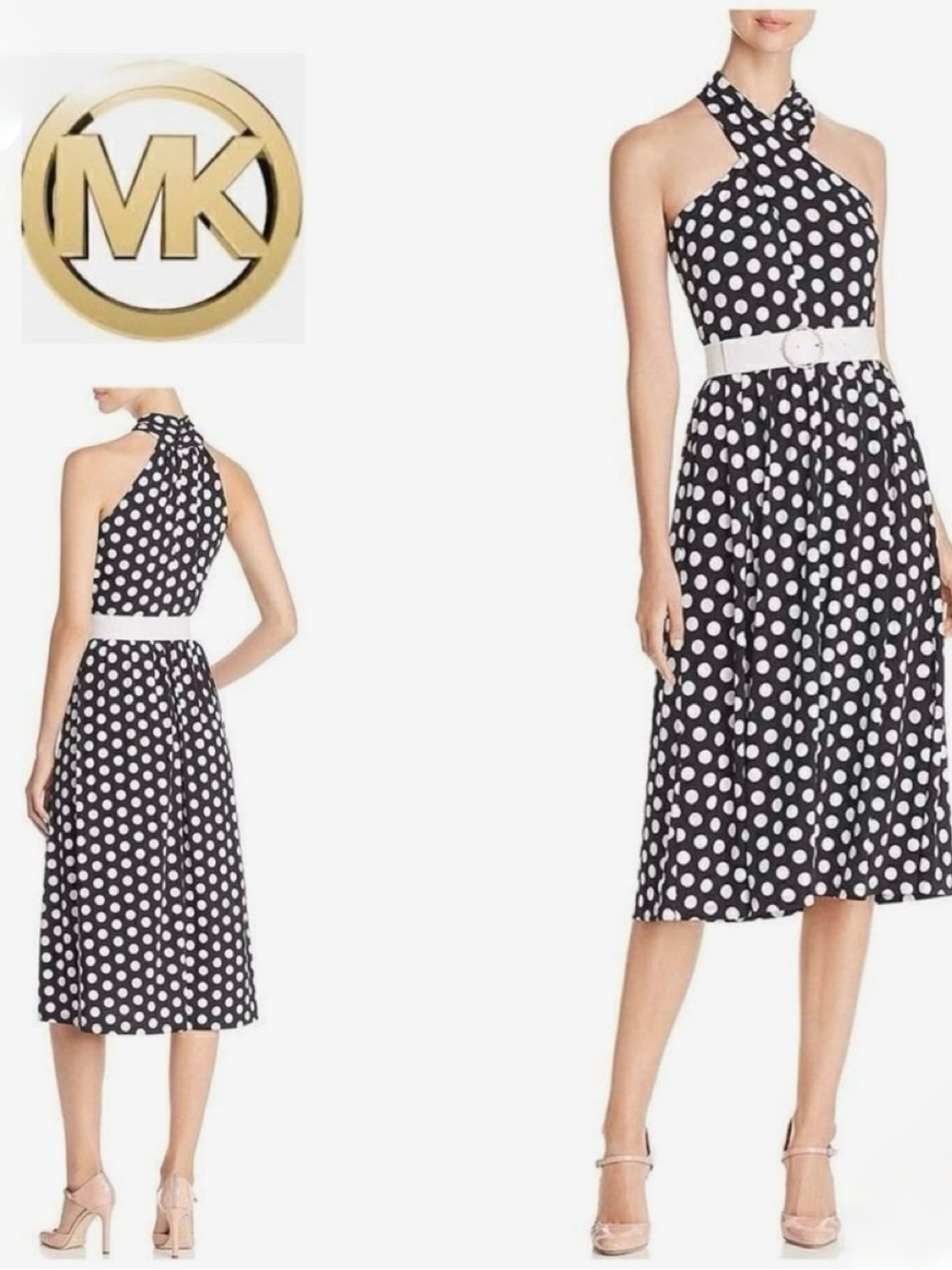 Michael Kors Black and White Polka Dot Maxi Dress